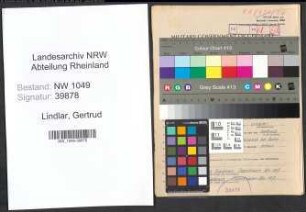 Entnazifizierung Gertrud Lindlar , geb. 12.09.1902 (Lehrerin)