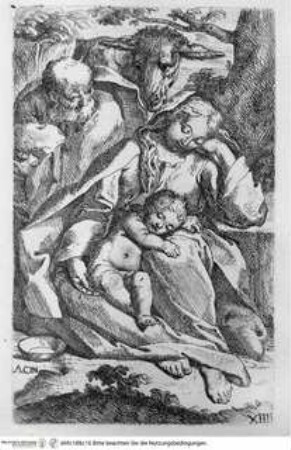 Pensieri diversi lineati et intagliati d'Anibale Carracci, Ruhe auf der Flucht (Taf.XIIII [S.12])