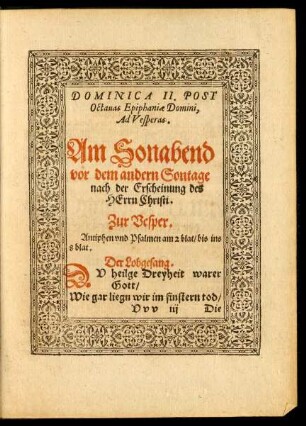 Dominica II. Post Octavas Epiphaniae Domini, Ad Vesperas.