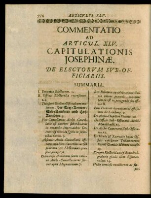 Commentatio Ad Articul. XLV. Capitulationis Josephinae. De Electorum Sub-Officiariis
