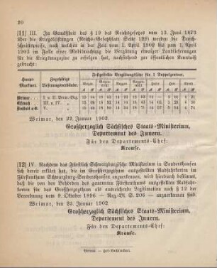 12. Ministerial-Bekanntmachung, betreffend Anerkennung der von den Behörden des Fürstenthums Schwarzburg-Sondershausen ausgestellten Radfahrkarten