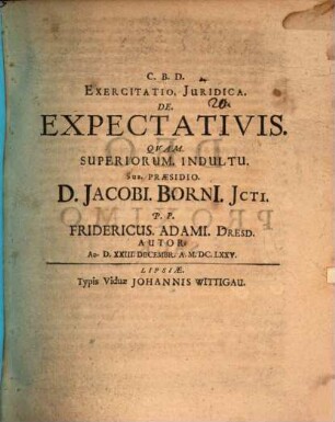 Exercitatio. Juridica. De. Expectativis