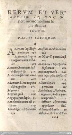 Rerum et Vereorum in hoc Opere memorabilium lopletissimus. Index.