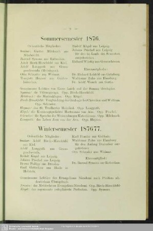 Sommersemester 1876