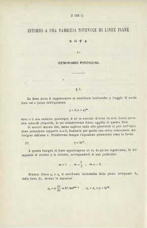 Intorno a una famiglia notevole di linee piane.