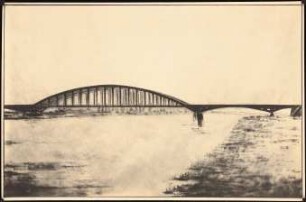 Rheinbrücke, Karlsruhe-Maxau: Perspektivische Ansicht (von Inv. Nr. 3814)