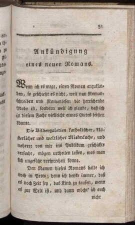 Ankündigung eines neuen Romans.