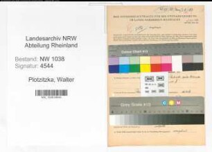 Entnazifizierung Walter Plotzitzka , geb. 08.11.1914 (Angestellter)