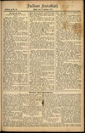 Zweite Ausgabe vom Samstag, den 10. Februar 1877.