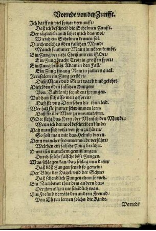 Vorrede von der Zunfft.