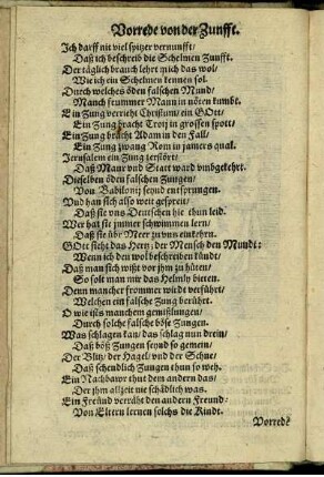 Vorrede von der Zunfft.