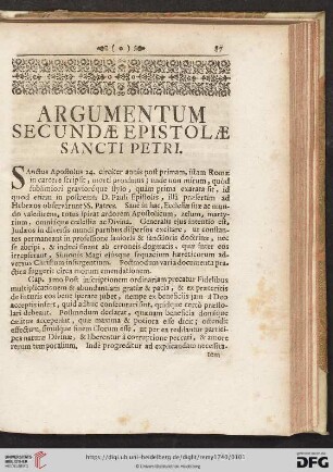 Argumentum secundæ Epistolæ Sancti Petri