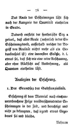 Analogien der Erfahrung.