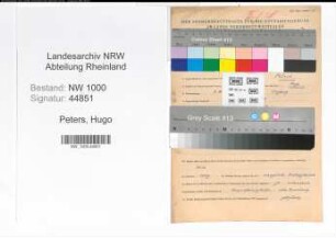 Entnazifizierung Hugo Peters, geb. 09.10.1897 (Werkmeister)