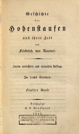 Geschichte der Hohenstaufen und ihrer Zeit, 5