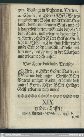 XIX. Lieder-Taffel: Conf. Kirchen-Agende fol. 447.b