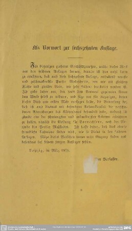 Als Vorwort zur sechszehnten Auflage