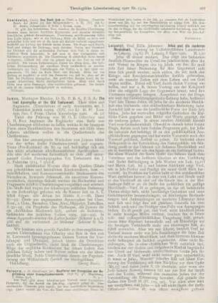 267-268 [Rezension] James, Montague Rhodes, The lost Apocrypha of the Old Testament. Their titels and fragments