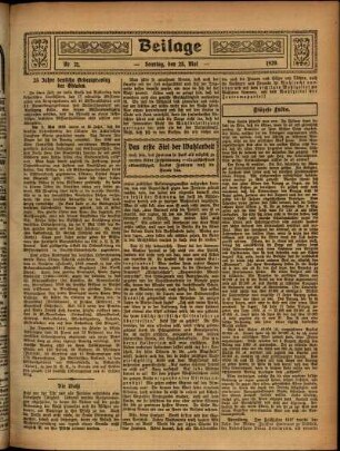 Zweite Ausgabe vom Sonntag, den 23. Mai 1920.