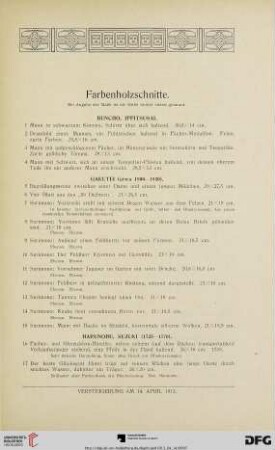 Farbenholzschnitte (Nr. 1-411)