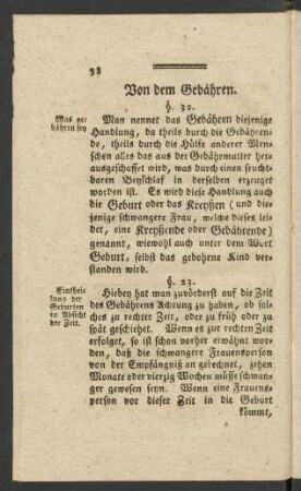 Von dem Gebähren