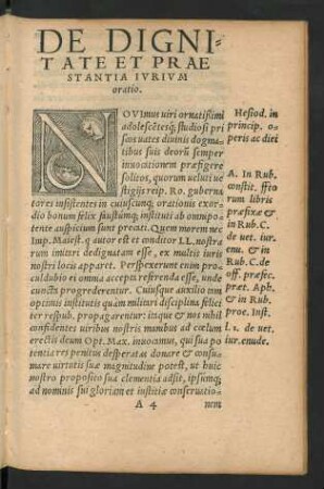 De Dignitate Et Praestantia Iurium oratio.