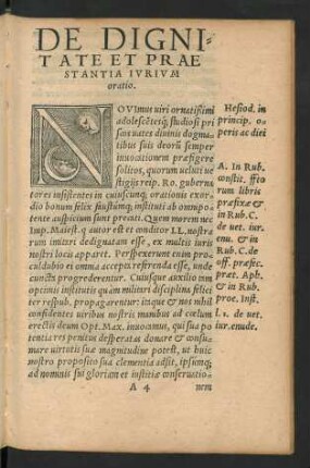 De Dignitate Et Praestantia Iurium oratio.