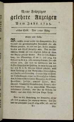 26stes Stück. Den 30ten März.