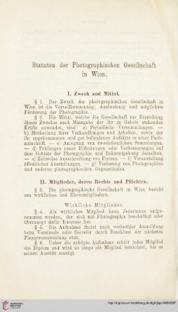 Statuten der Photographischen Gesellschaft in Wien