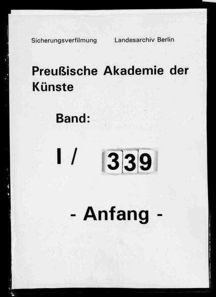 Sitzungsprotokolle des Senatsausschusses für die Verleihung von Auszeichnungen | Digitalisierung: Archiv der Akademie der Künste