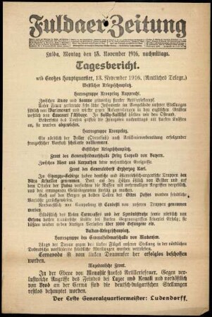 Ausgabe vom Montag, den 13. November 1916.