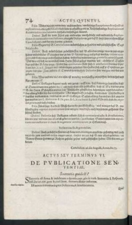 Actus Seu Terminus VI. De Publicatione Sententiae.