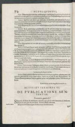 Actus Seu Terminus VI. De Publicatione Sententiae.