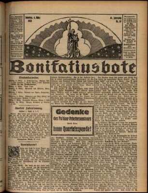 Erste Ausgabe vom Sonntag, den 04. März 1928.