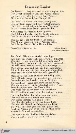 Sonett des Dankes