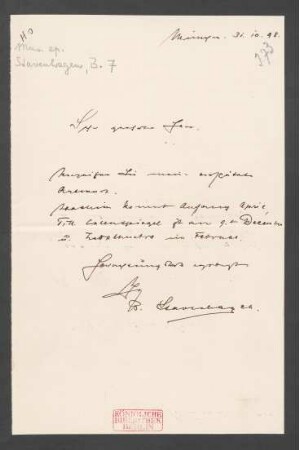 Brief an Unbekannt : 31.10.1898
