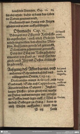 Außgang deß Affterdarms, und verhartete Schrunden daselbst, und um[m]liegenden Ortern. Cap. 14