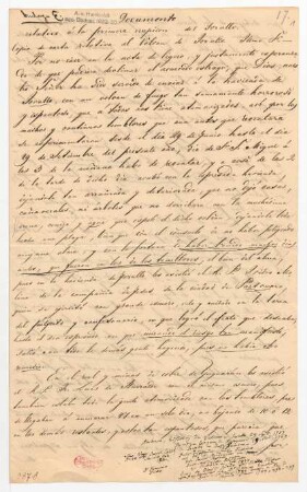 Documento relativo á la primera erupcion del Jorullo.