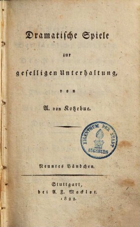 Dramatische Spiele zur geselligen Unterhaltung, 9