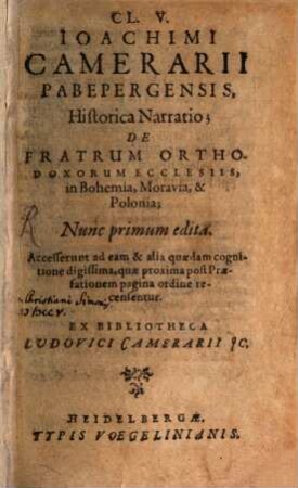 Narratio de fratrum orthodoxorum Ecclesiis in Bohemia