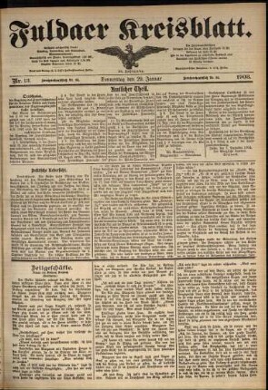 Ausgabe vom Donnerstag, den 29. Januar 1903.