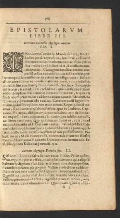 Epistolarvm Liber III.
