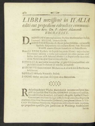 Libri novissime in Italia editi