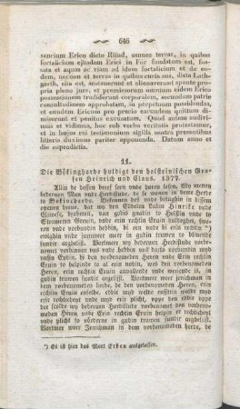 11. Die Bökingharde huldigt den holsteinischen Grafen Heinrich und Claus. 1377.