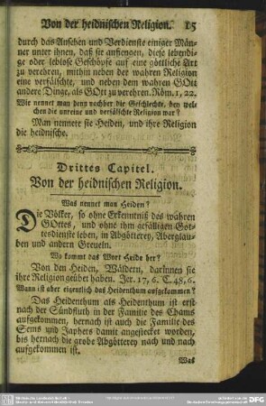 Drittes Capitel. Von der heidnischen Religion