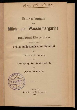Untersuchungen über Milch- und Wassermargarine