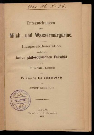 Untersuchungen über Milch- und Wassermargarine