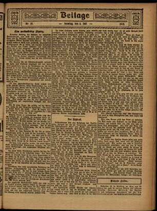 Zweite Ausgabe vom Sonntag, den 03. Juli 1921.