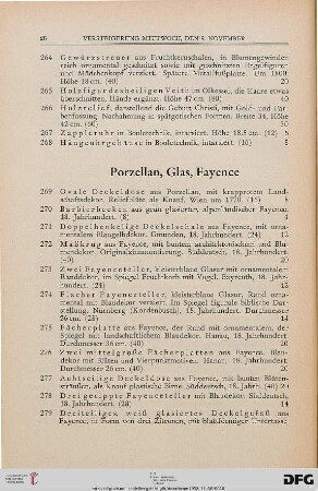 Porzellan, Glas, Fayence (Nr. 269-314)