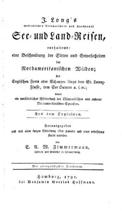 J. Long´s ... See- und Land-Reisen